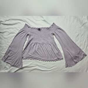 American Eagle AEO Lavender Festival Smocked Off the Shoulder Top Size Xsmall